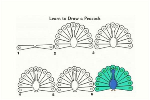 孔雀简笔画带颜色(画图步骤)
