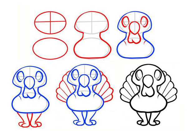 孔雀简笔画带颜色(画图步骤)