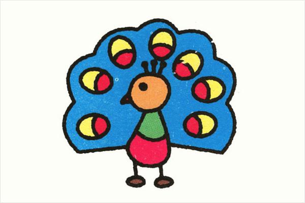 孔雀简笔画带颜色(画图步骤)